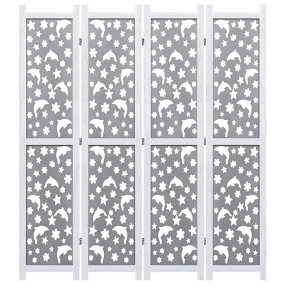 4-Panel Room Divider Gray 55.1"x65" Solid Wood