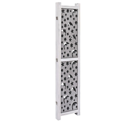 4-Panel Room Divider Gray 55.1"x65" Solid Wood