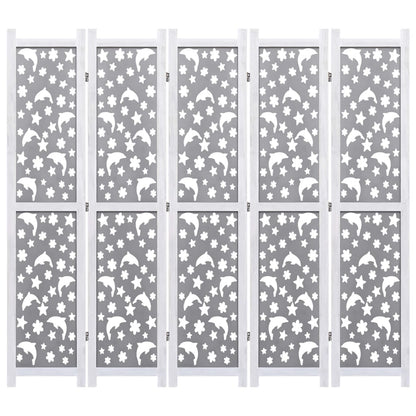 5-Panel Room Divider Gray 68.9"x65" Solid Wood