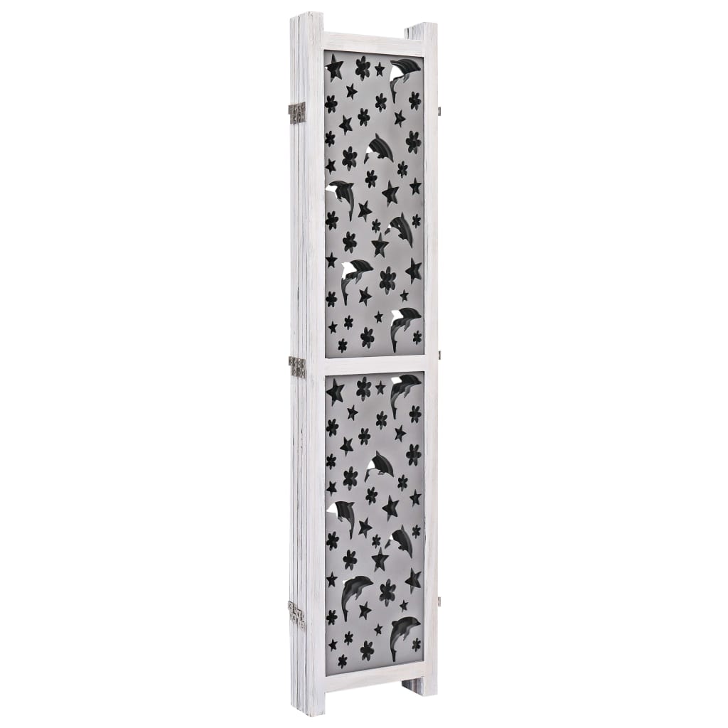 5-Panel Room Divider Gray 68.9"x65" Solid Wood