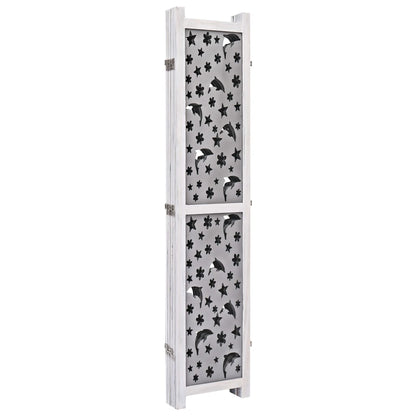 5-Panel Room Divider Gray 68.9"x65" Solid Wood