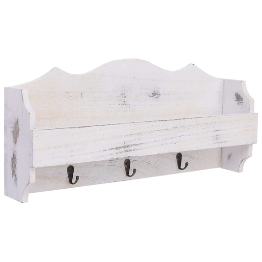 Coat Rack | White | Paulownia Wood | Compact | Wall Mounting | Coat Rack