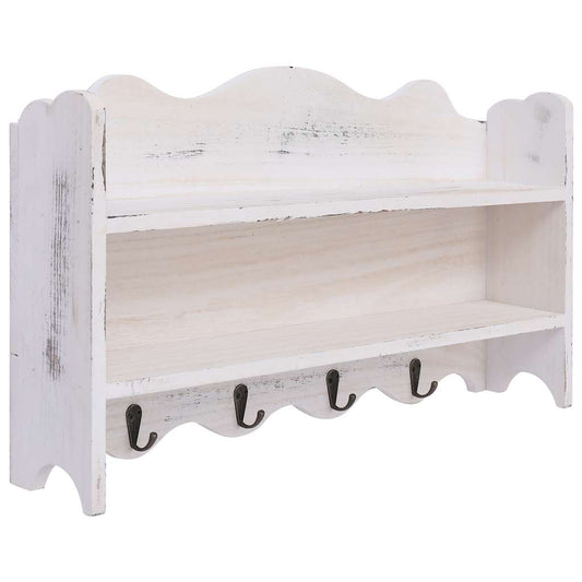 Coat Rack | White | Paulownia wood | Medium | Wall mounting | Coat Rack