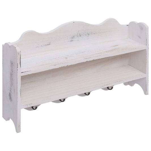 Coat Rack | White | Paulownia wood | Medium | Wall mounting | Coat Rack