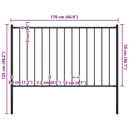 Fence Panel Woerden with Posts Steel 1.7x0.75 m Black