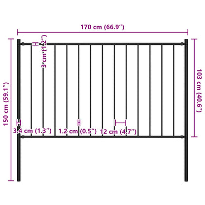vidaXL Fence Panel Woerden with Posts Steel 5.6x3.3' Black
