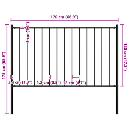 Fence Panel Woerden with Posts Steel 1.7x1.25 m Black