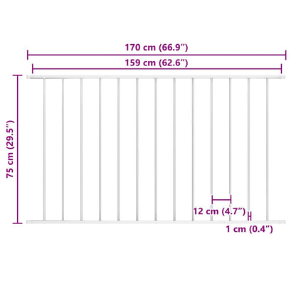 Fence Panel Woerden Powder-coated Steel 1.7x0.75 m White