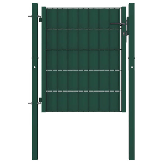 Fence Gate PVC and Steel 100x100 cm Green