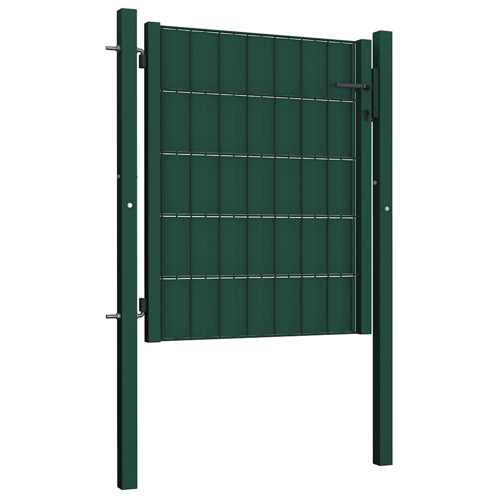 Fence Gate PVC and Steel 100x100 cm Green