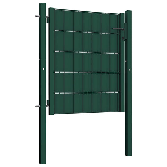 Fence Gate PVC and Steel 100x100 cm Green