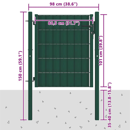 Fence Gate PVC and Steel 100x100 cm Green