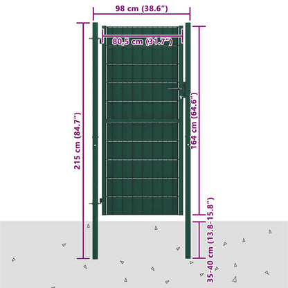 Fence Gate PVC and Steel 100x164 cm Green