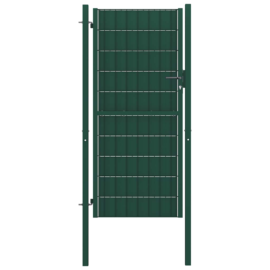Fence Gate PVC and Steel 100x204 cm Green