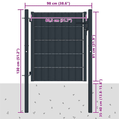 Fence Gate PVC and Steel 100x81 cm Anthracite