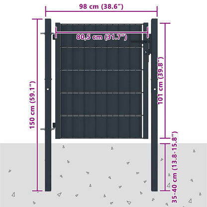 Fence Gate PVC and Steel 100x100 cm Anthracite