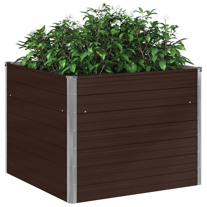 Raised Garden Bed Brown 100x100x77 cm Galvanised Steel