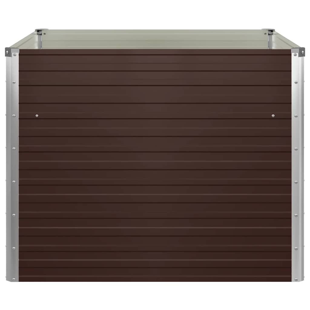 Raised Garden Bed Brown 100x100x77 cm Galvanised Steel