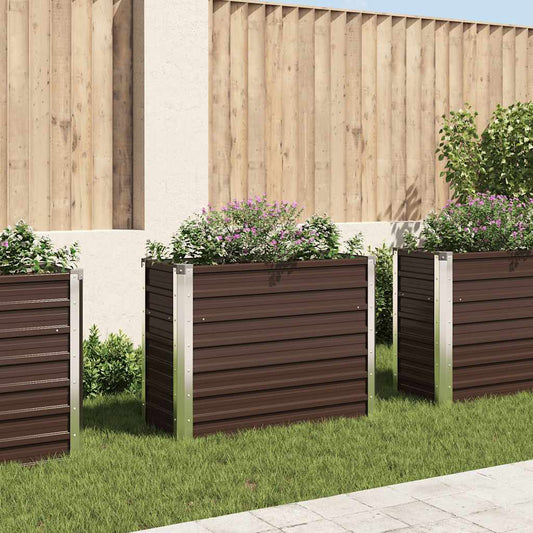 Raised Bed | Brown | Galvanised Steel | 100x40x77 cm |  Sturdy