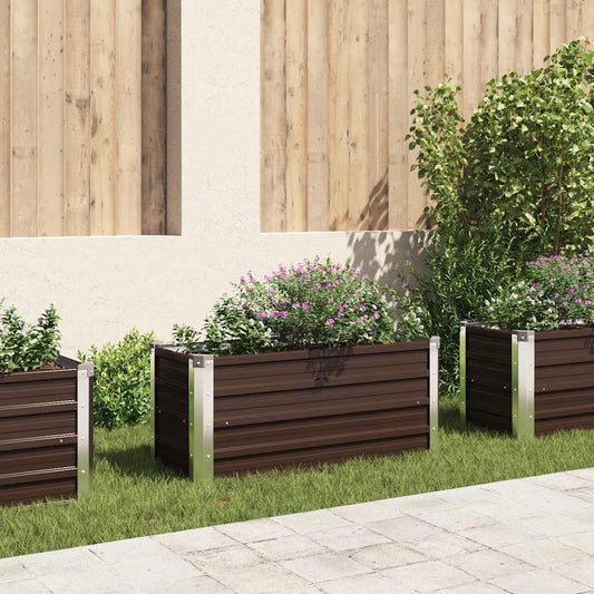 Raised Bed | Brown | Galvanised Steel | 100 x 40 x 45 cm | Durable
