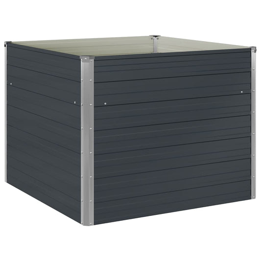 Raised Garden Bed Anthracite 100x100x77 cm Galvanised Steel