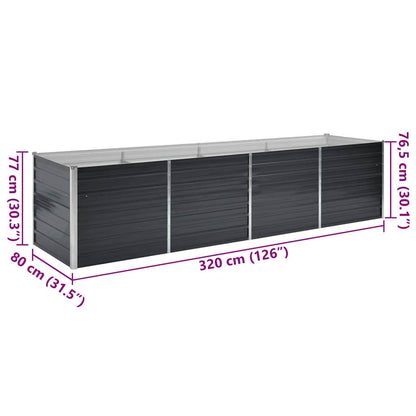 vidaXL Raised Bed Anthracite Galvanized Steel 126 x 31.5 x 30.3 in