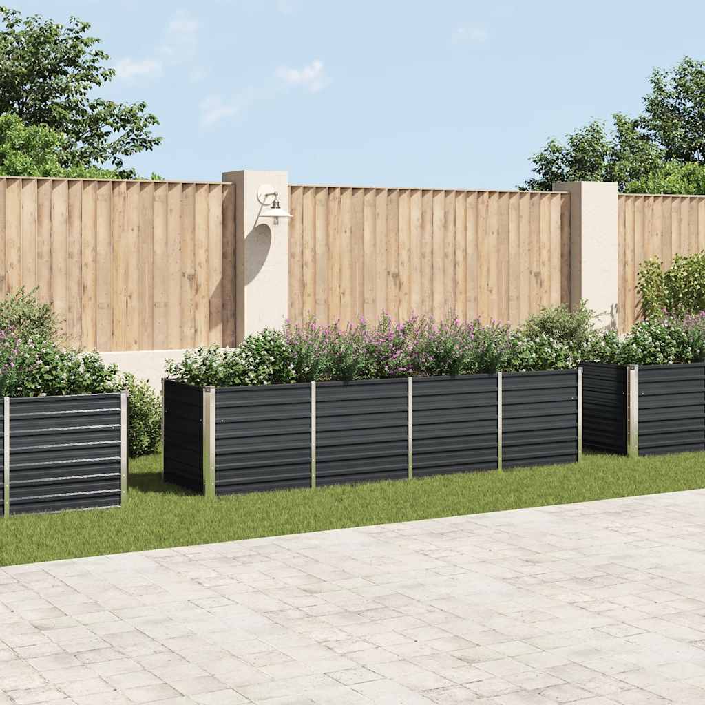 vidaXL Raised Bed Anthracite Galvanized Steel 126 x 31.5 x 30.3 in
