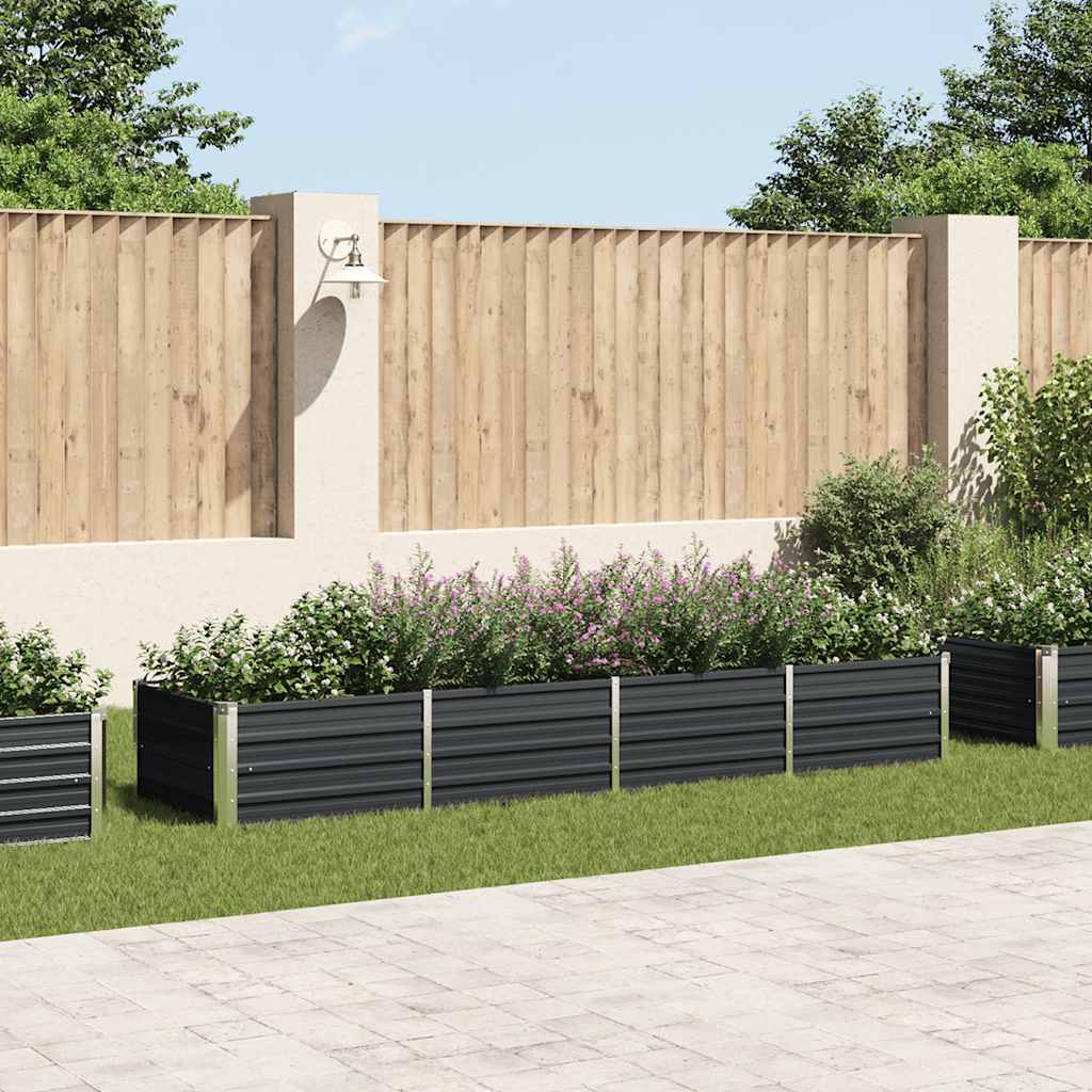 Garden Raised Bed Anthracite 126"x31.5"x17.7" Galvanized Steel