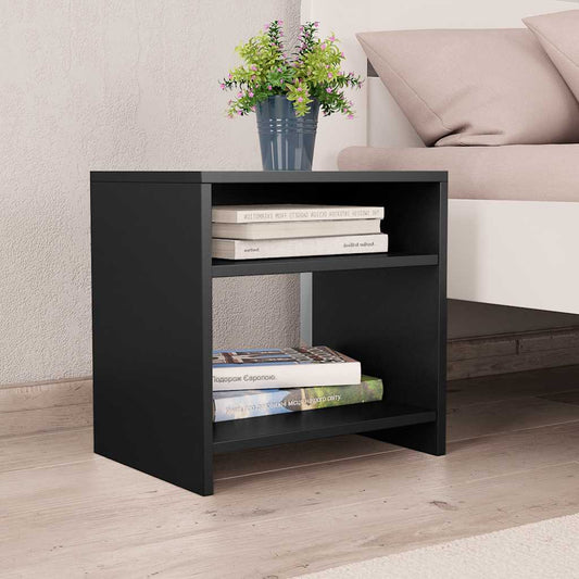 Bedside Cabinet | Set of 2 | Black | Engineered wood | Small