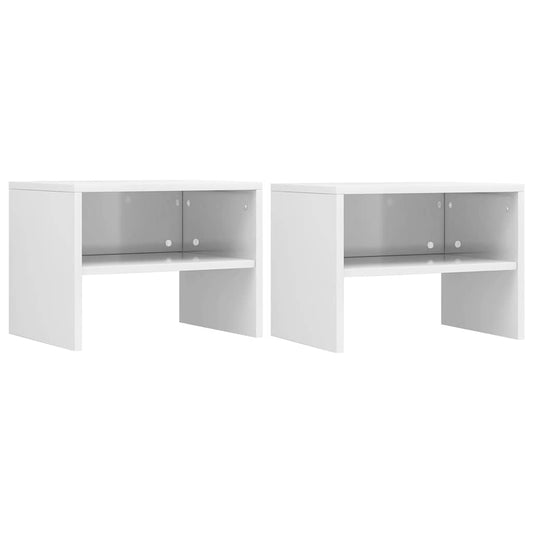 Bedside Cabinet | Set of 2 | High gloss white | Engineered wood | Small