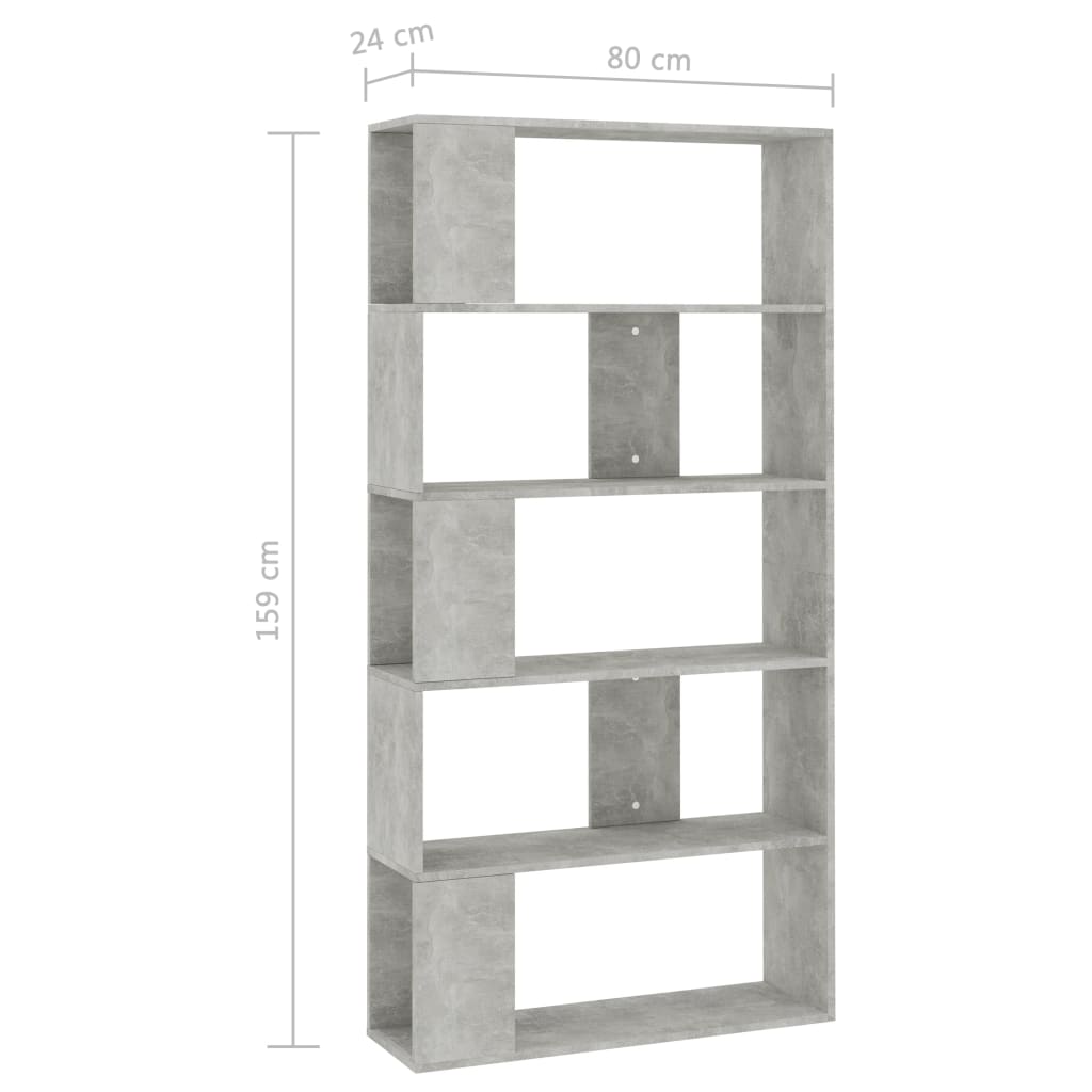 Book Cabinet/Room Divider Concrete Grey 80x24x159 cm Engineered Wood