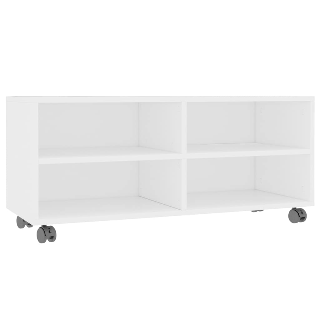 800180 vidaXL TV Cabinet with Castors White 90x35x35 cm Engineered Wood