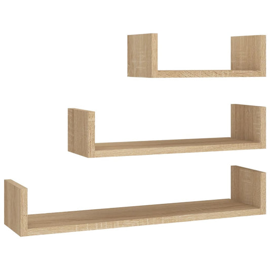 vidaXL Shelf Set of 3 Sonoma oak Engineered wood Small, Medium, Large