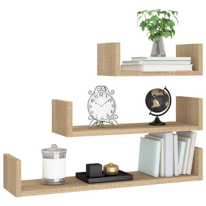vidaXL Shelf Set of 3 Sonoma oak Engineered wood Small, Medium, Large