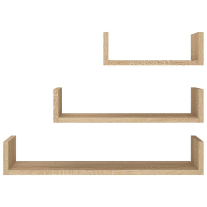 vidaXL Shelf Set of 3 Sonoma oak Engineered wood Small, Medium, Large