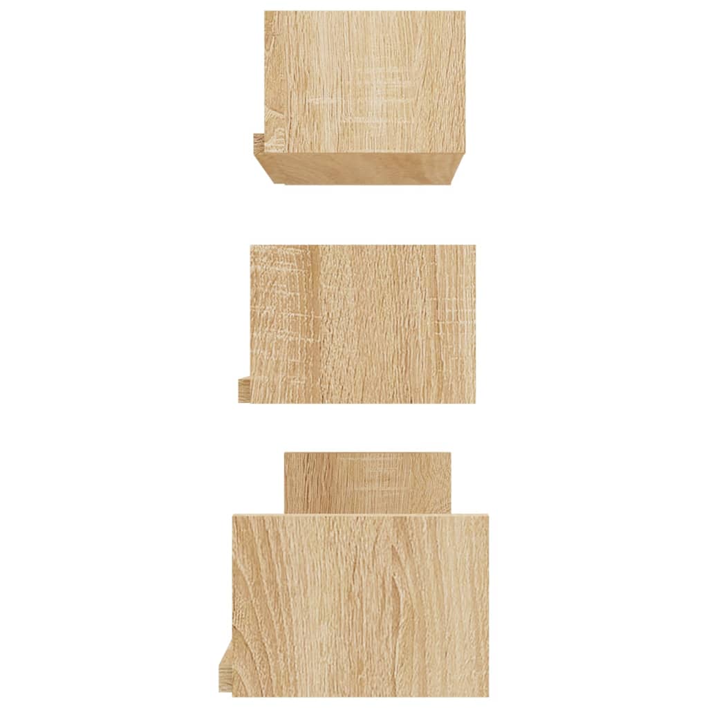 vidaXL Shelf Set of 3 Sonoma oak Engineered wood Small, Medium, Large