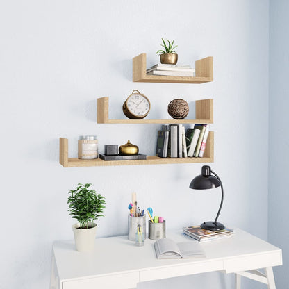vidaXL Shelf Set of 3 Sonoma oak Engineered wood Small, Medium, Large