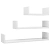 Wall Display Shelf 3 pcs High Gloss White Engineered Wood