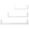 Wall Display Shelf 3 pcs High Gloss White Engineered Wood