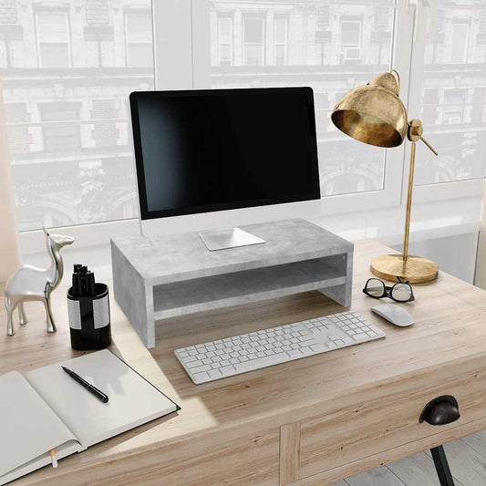 Monitor Stand | Concrete Grey | Engineered Wood | Small | Minimalistic