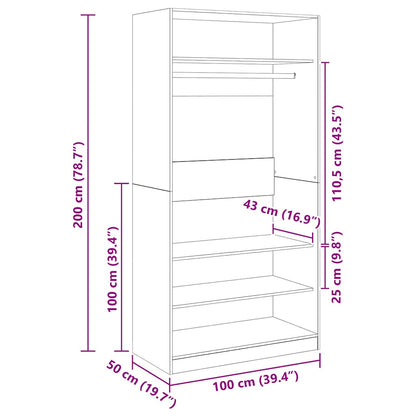 Wardrobe White 100x50x200 cm Engineered Wood