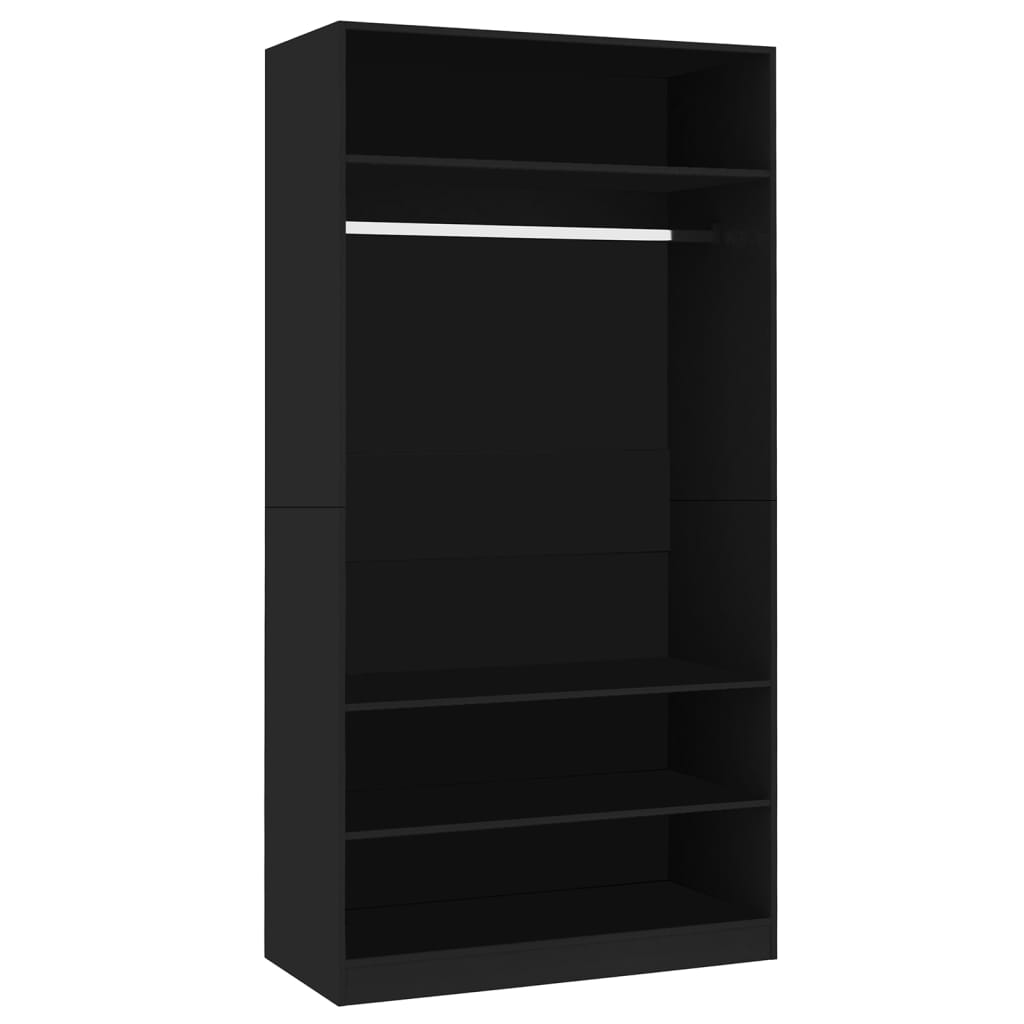 Wardrobe Black 100x50x200 cm Engineered Wood