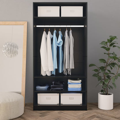 Wardrobe Black 100x50x200 cm Engineered Wood