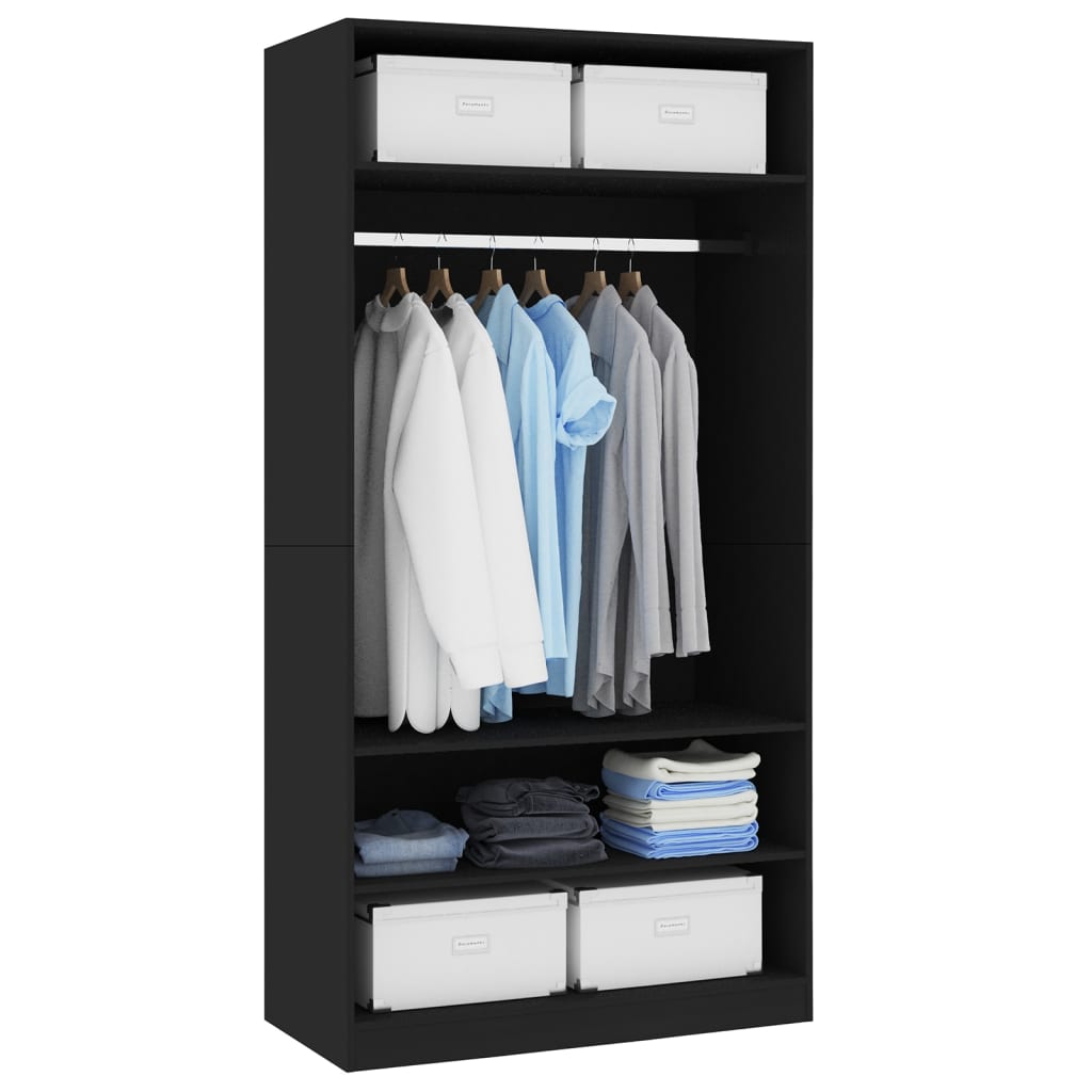 Wardrobe Black 100x50x200 cm Engineered Wood