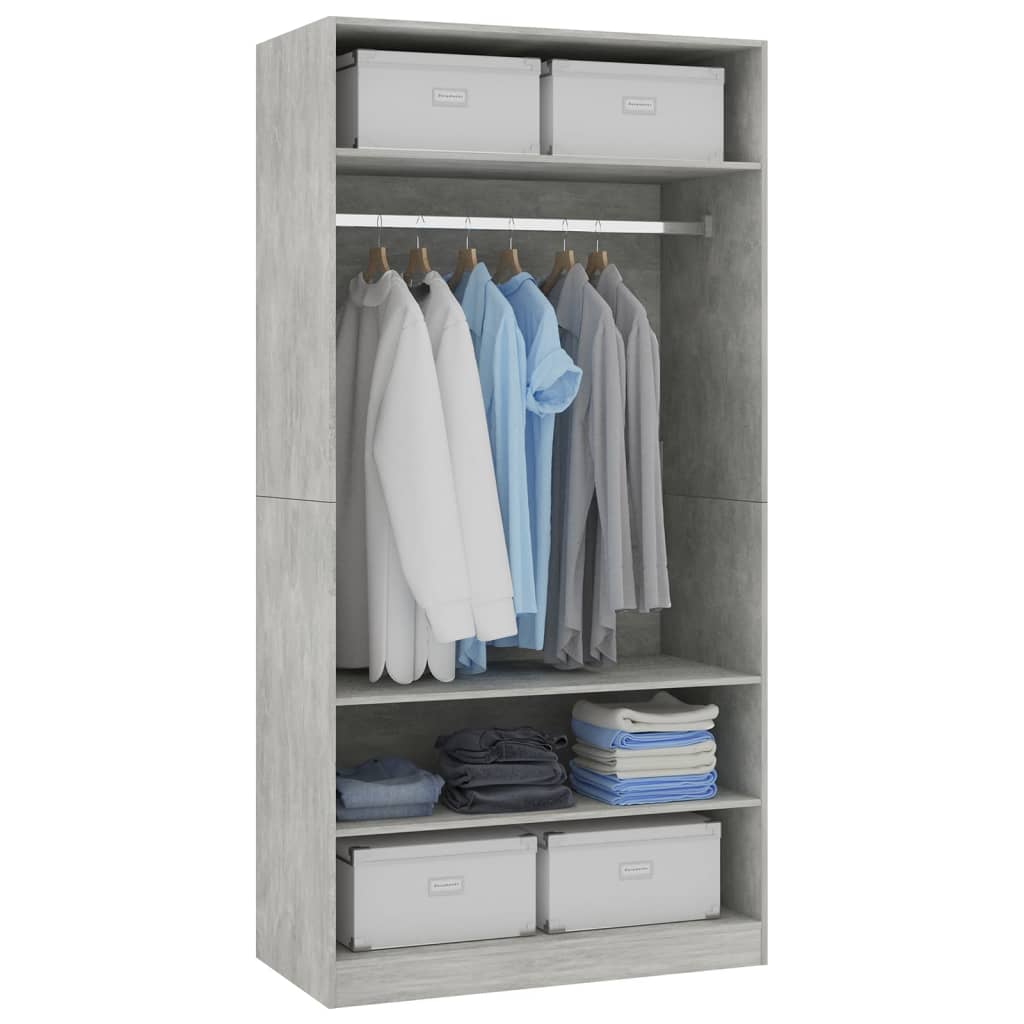 Wardrobe Concrete Grey 100x50x200 cm Engineered Wood