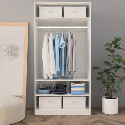 Wardrobe High Gloss White 100x50x200 cm Engineered Wood