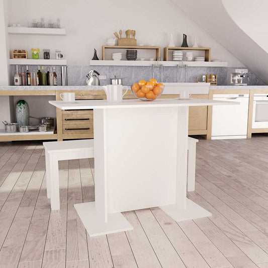 800243 vidaXL Dining Table White 110x60x75 cm Engineered Wood