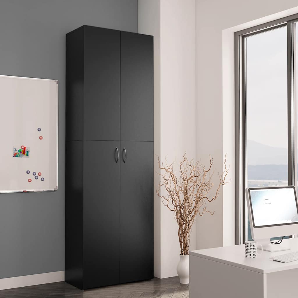 Office Cabinet Black 23.6x12.6x74.8" Engineered Wood