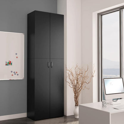 Office Cabinet Black 23.6x12.6x74.8" Engineered Wood