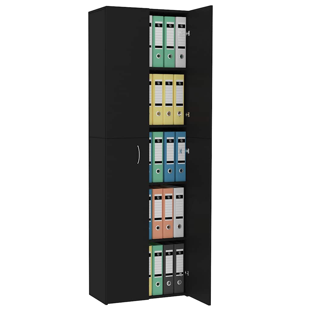 Office Cabinet Black 23.6x12.6x74.8" Engineered Wood